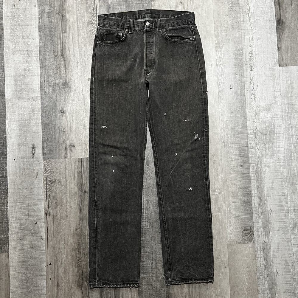 VTG Levi's 501 Faded Distressed 80s/90s Smokey Black Denim Grunge Jeans Fit 31"